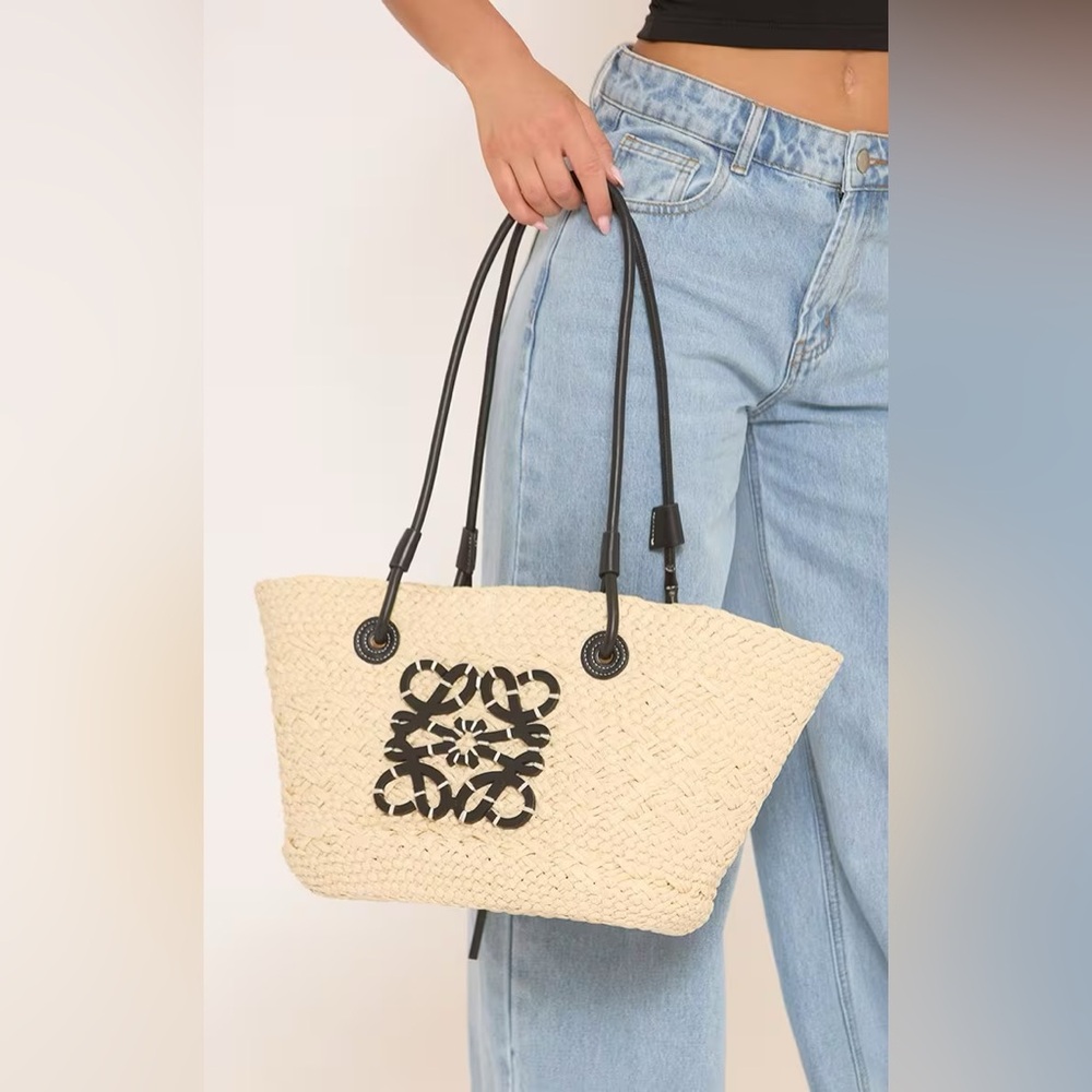 Stylish Cream and Black Tote Bag